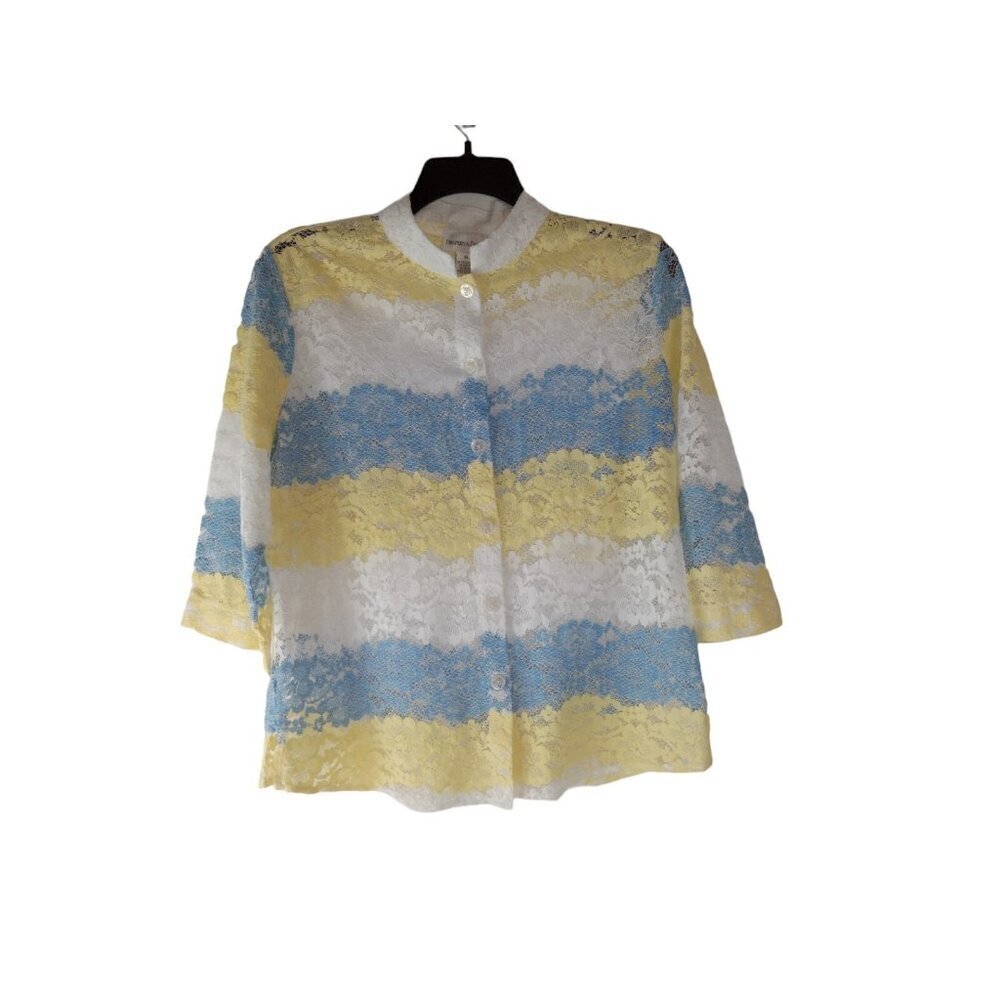 Draper's & Damon's  Women's Multicolor Lace   Button Up  Top size XL